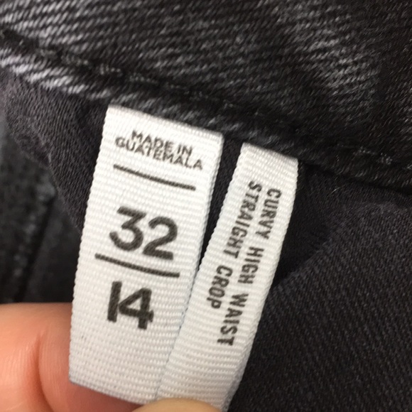 LOFT Curvy High Rise Straight Crop Jeans Womens 32/14 Black Cotton Denim Raw Hem - Picture 10 of 13